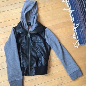 Faux Leather Hoodie Jacket